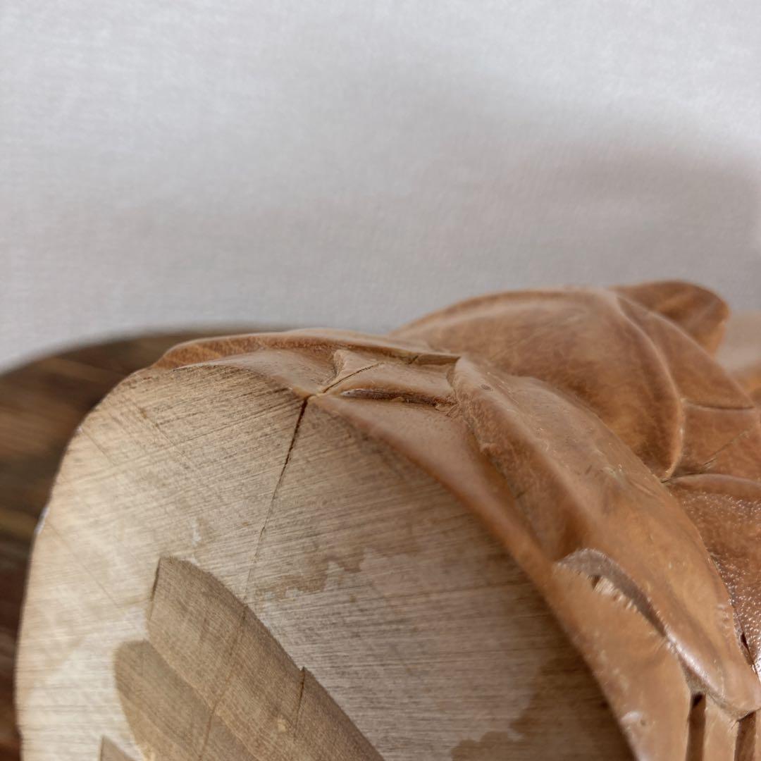 聖観音菩薩立像　一木造　高さ40ｃｍ　菩薩像　木彫り　彫刻　在銘　秀竹刀　柘植