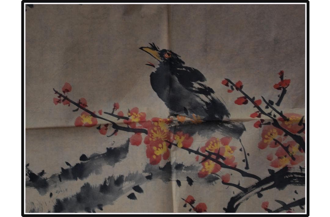 南宋時代古掛け軸「王成喜作　花図　絹本」古美術古董品 AK2151A12-3