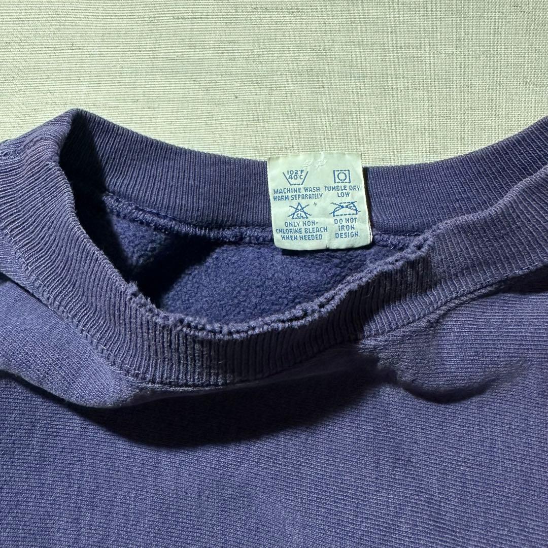 90s USA製 チャンピオン リバースウィーブ 茄子紺 ワンポイント プレーン