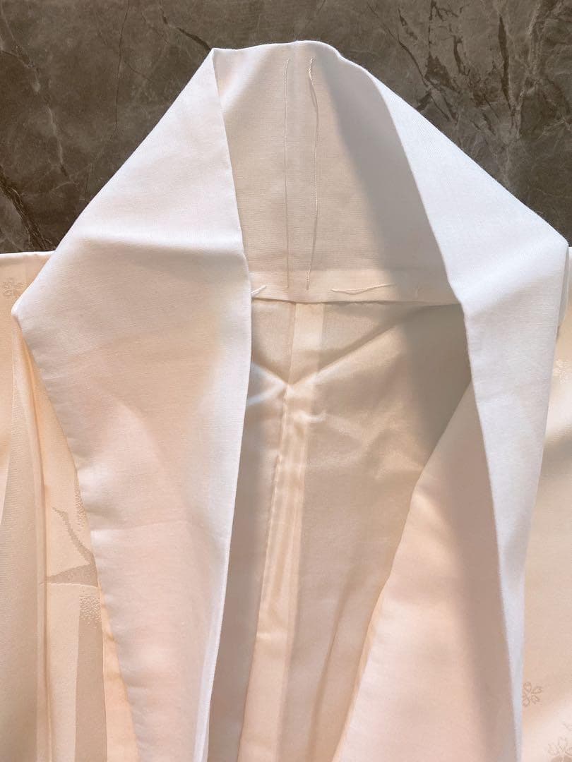 J48新品　正絹袷長襦袢　夢二落款　鶴模様　コーラルピンク 半衿付き