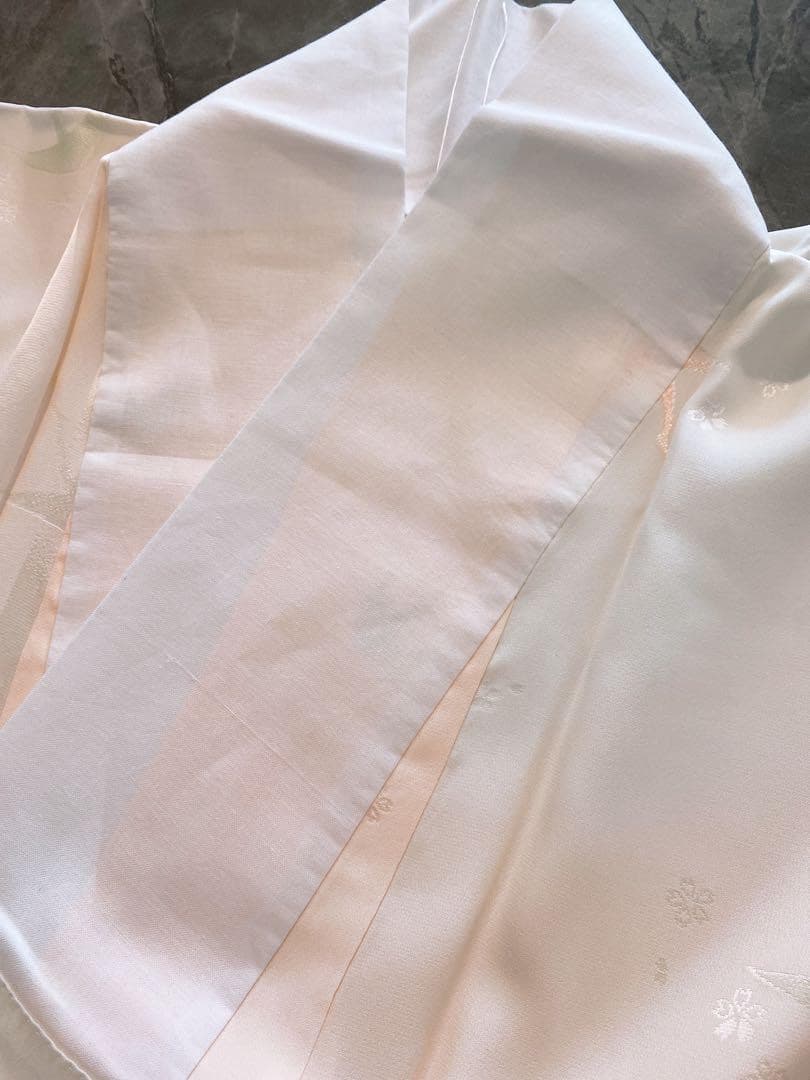 J48新品　正絹袷長襦袢　夢二落款　鶴模様　コーラルピンク 半衿付き