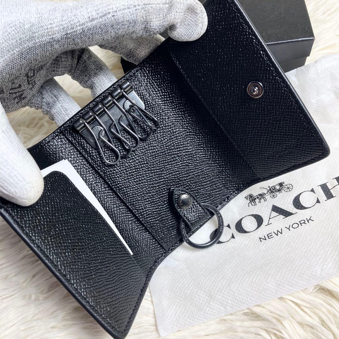 未使用級 COACH キーケース レザーブラック 箱付き