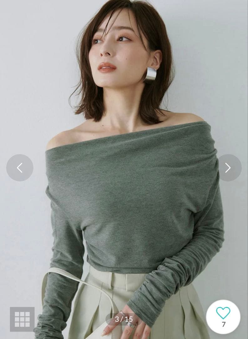 anuans ギャザードレープカットトップス