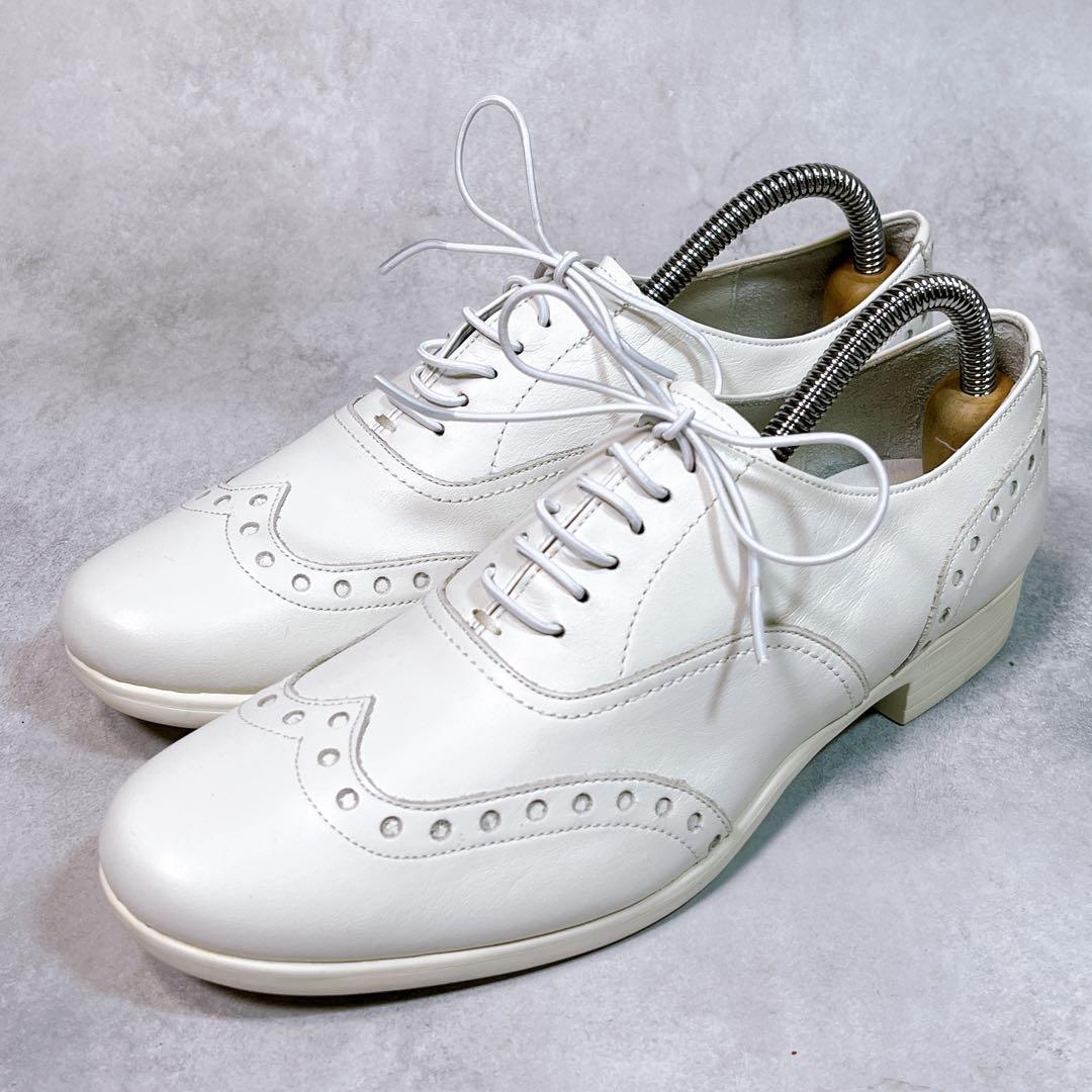 美品【ショセ】トラベルシューズ 37 TR-004 ウィングチップ　ビブラム 白