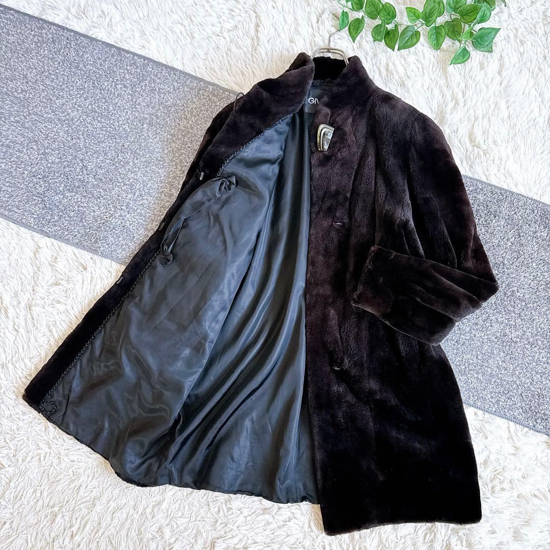 オールド　ジバンシー　サガミンク　シェアード　ロングファーコート　毛皮　ブラウン