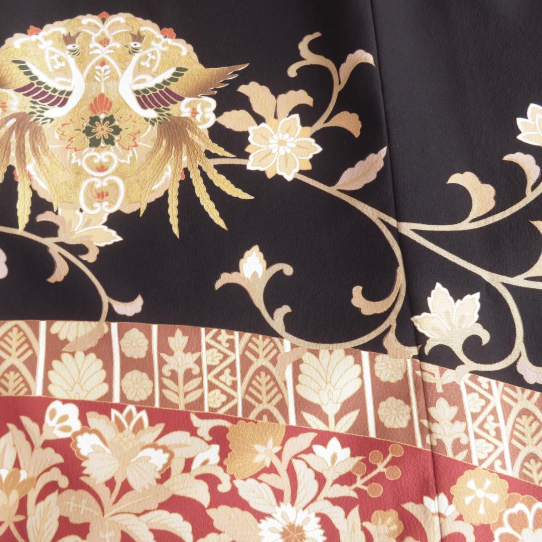 【Hosako Yanai】ワンピース＆ボレロ　黒留袖　鳳凰絵皿枝花文