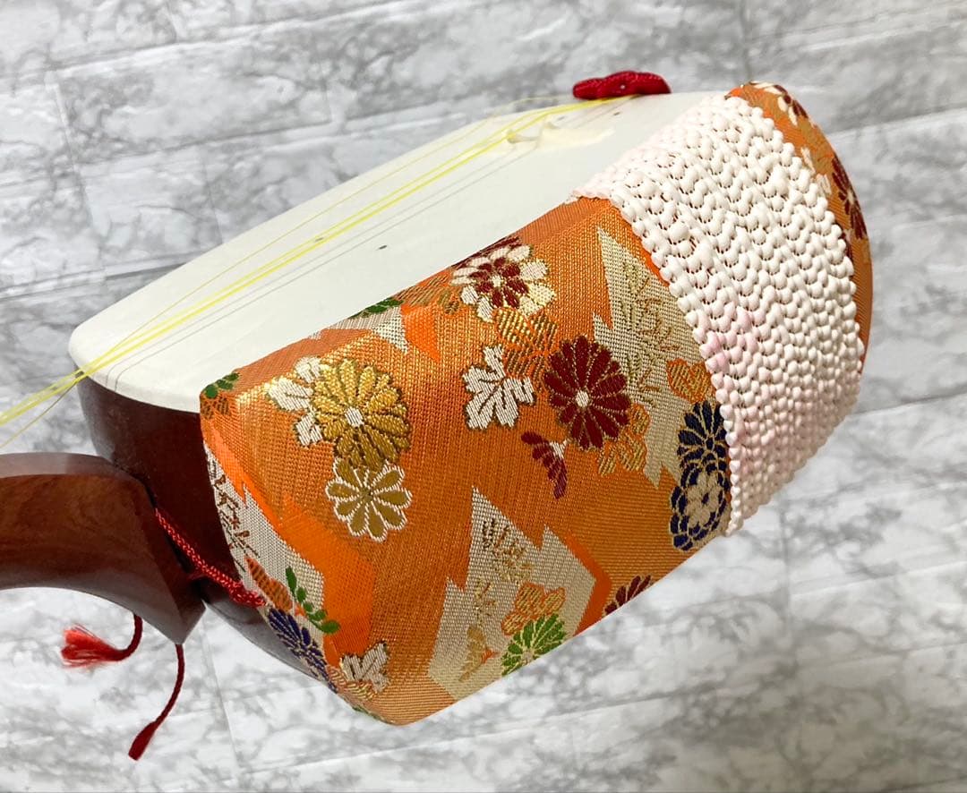 【美品】三味線 中棹 撥 特選白象印 ハードケース付き 音出し確認済