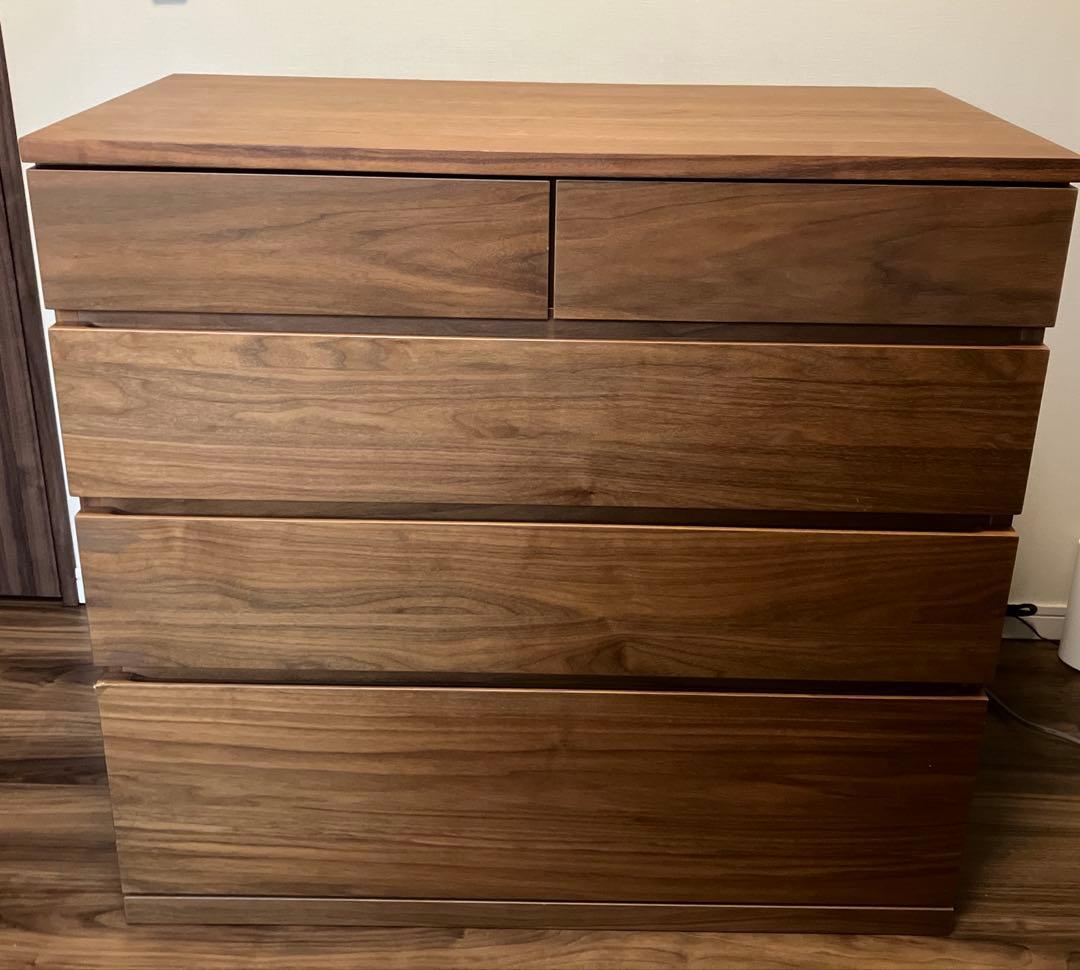 無印良品 木製チェスト4段 88×44×83 ウォールナット材