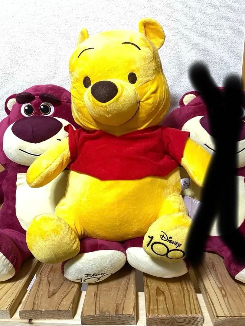 ディズニー100周年、特大サイズぬいぐるみ くまのプーさん、ロッツォ タグ付き