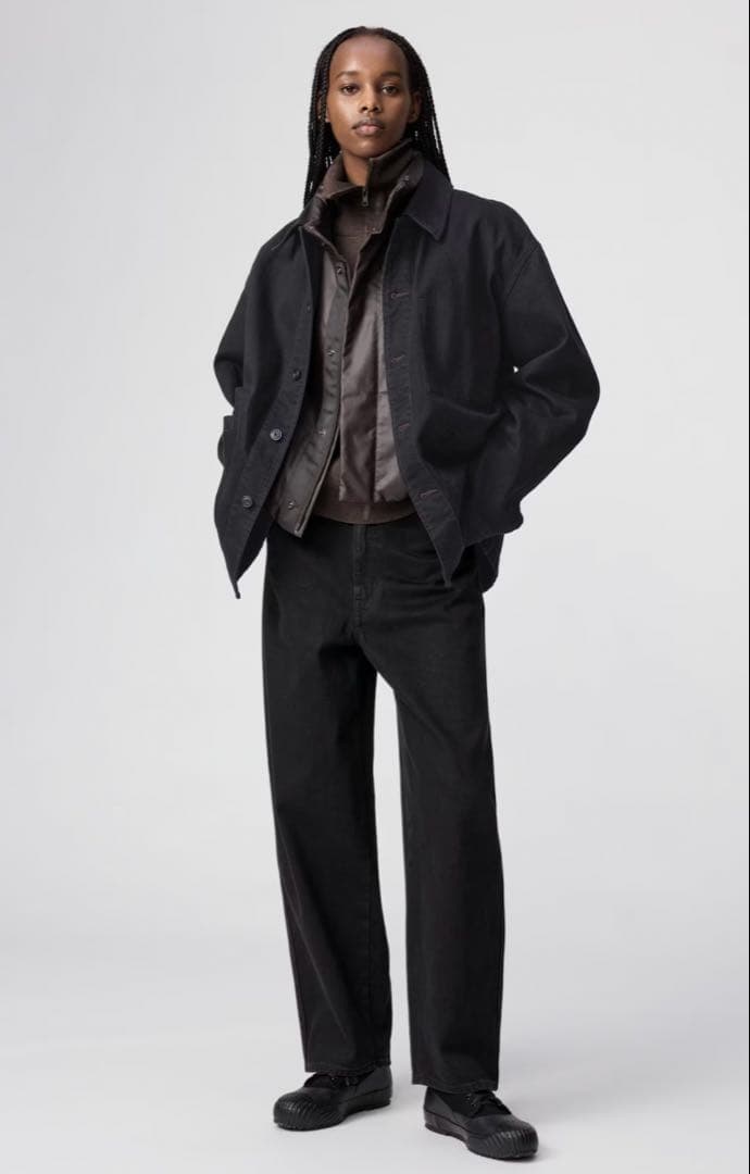 【上下セット】UNIQLO U オーバーサイズカラーデニムジャケット ブラック