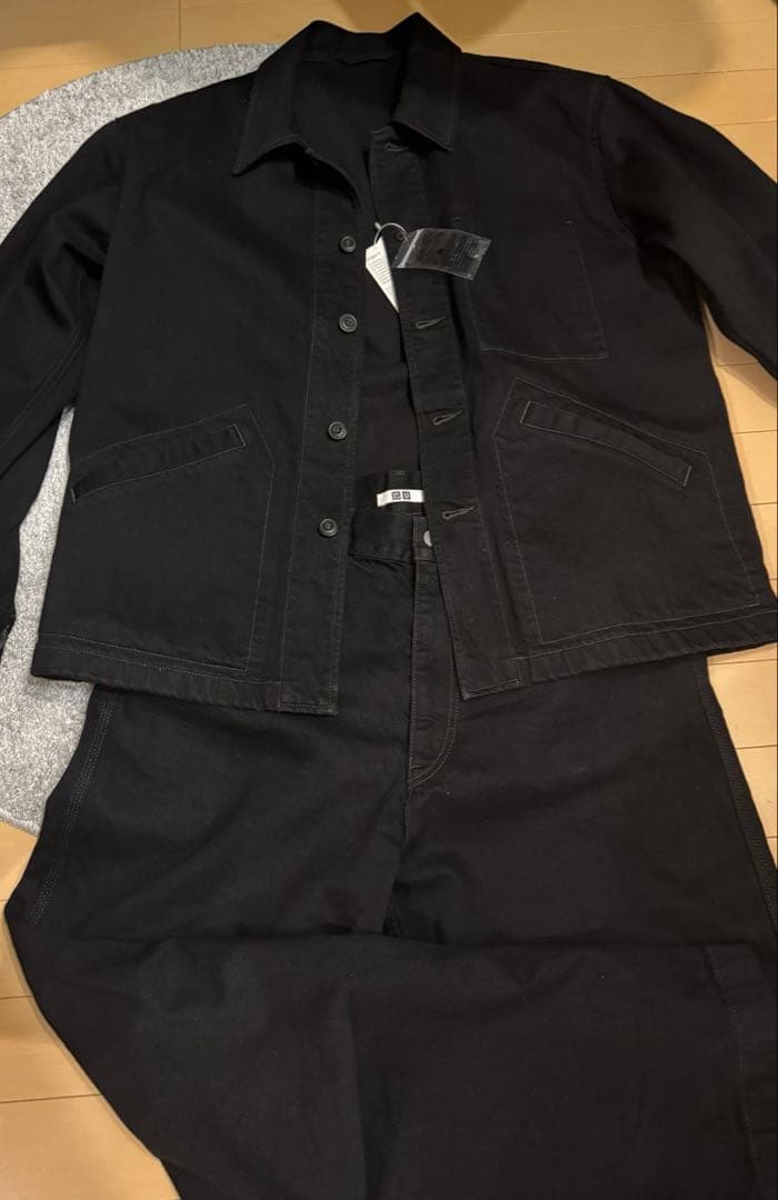 【上下セット】UNIQLO U オーバーサイズカラーデニムジャケット ブラック