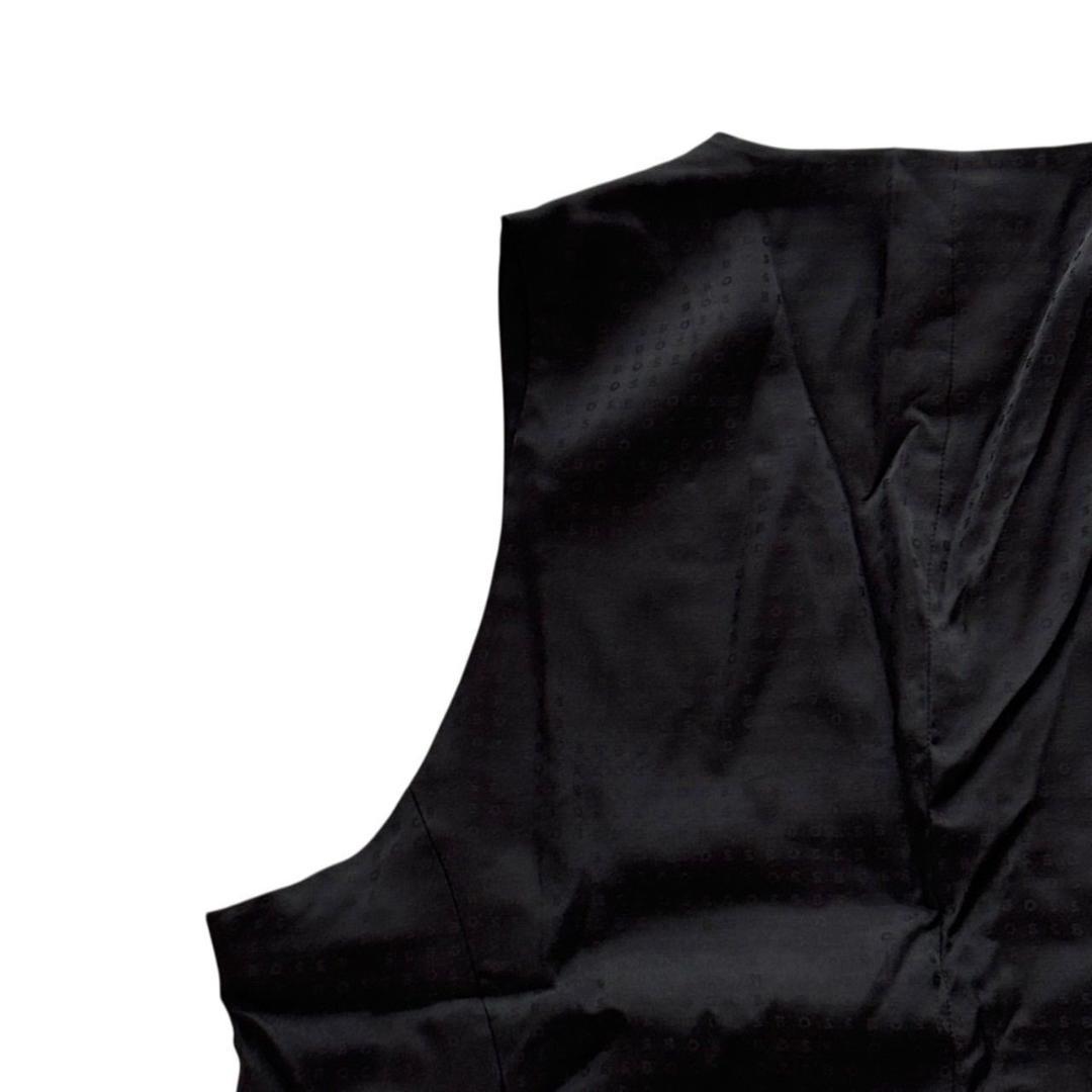 BOSS ヒューゴボス スーツ ベスト ブラック ロゴ ウール メンズ Lサイズ