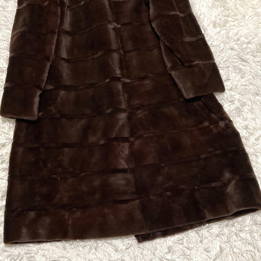 美品✨シェアードミンク　ファーロングコート　105cm ティアード　リアルファー