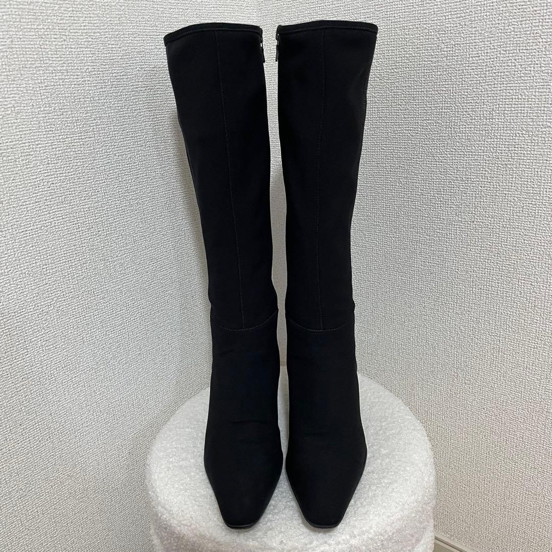 PRADA プラダ ロングブーツ サイドジップ ストレッチ 黒 ピンヒール