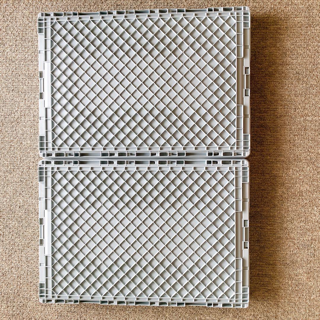 リス　折りたたみコンテナ4点セット　フロントオープン　ライトブルー　収納ボックス