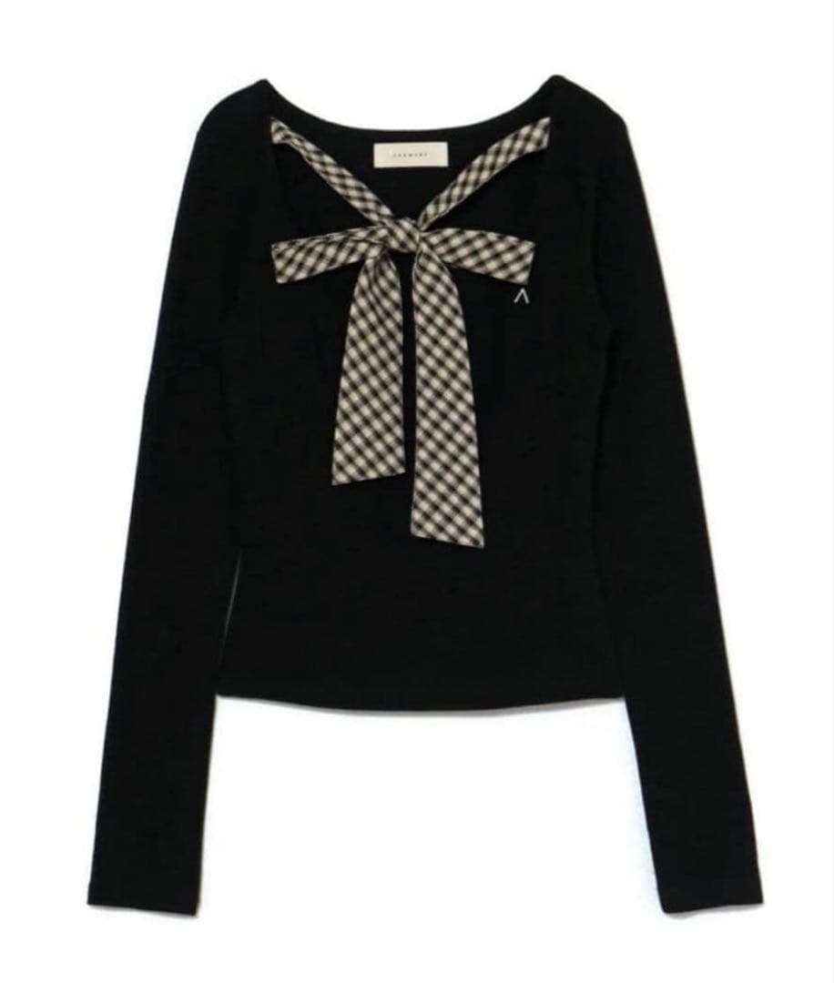 トップス Ami ribbon check tops andmary Black