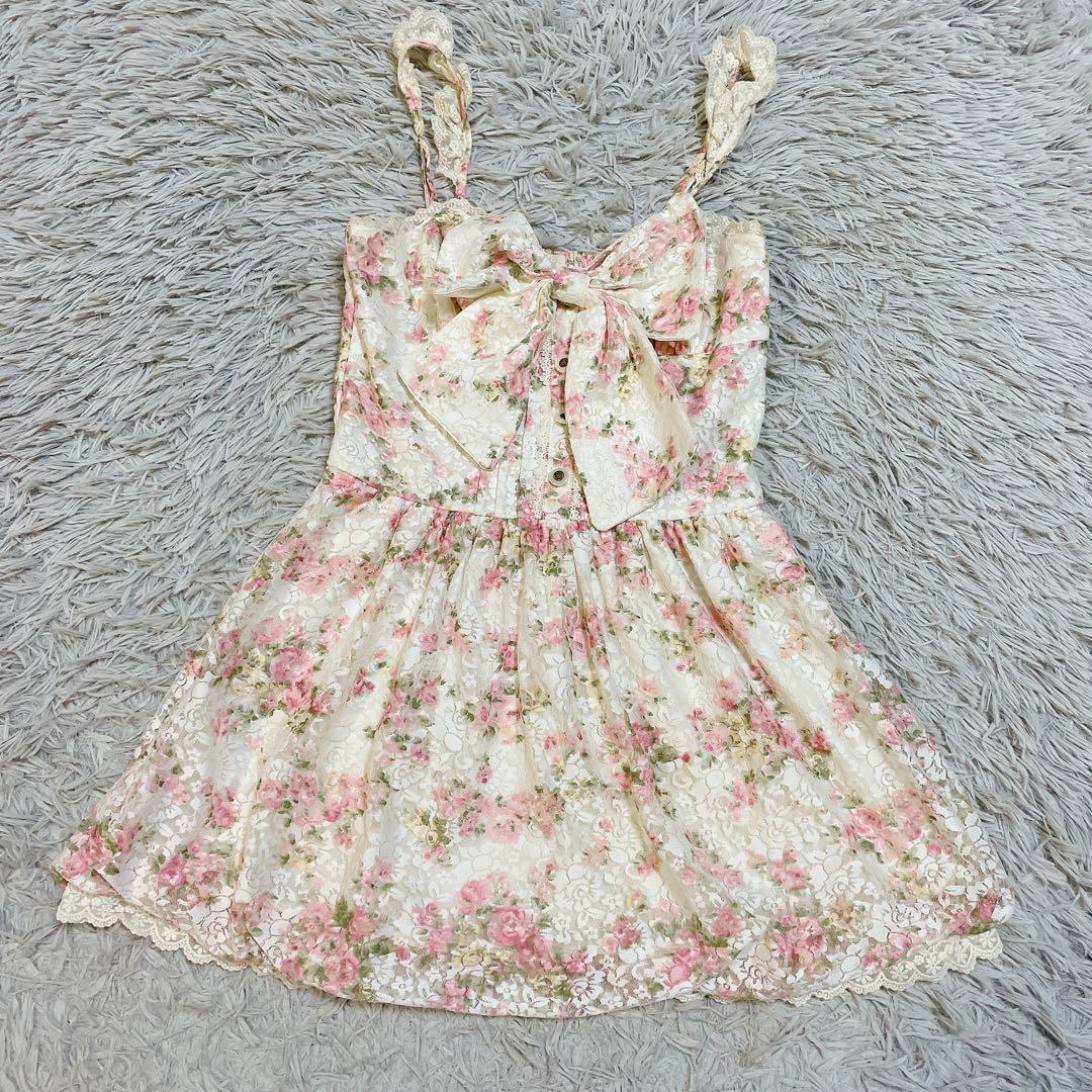 LIZ LISA リズリサ 花柄 レース チュニック ワンピース リボン 美品