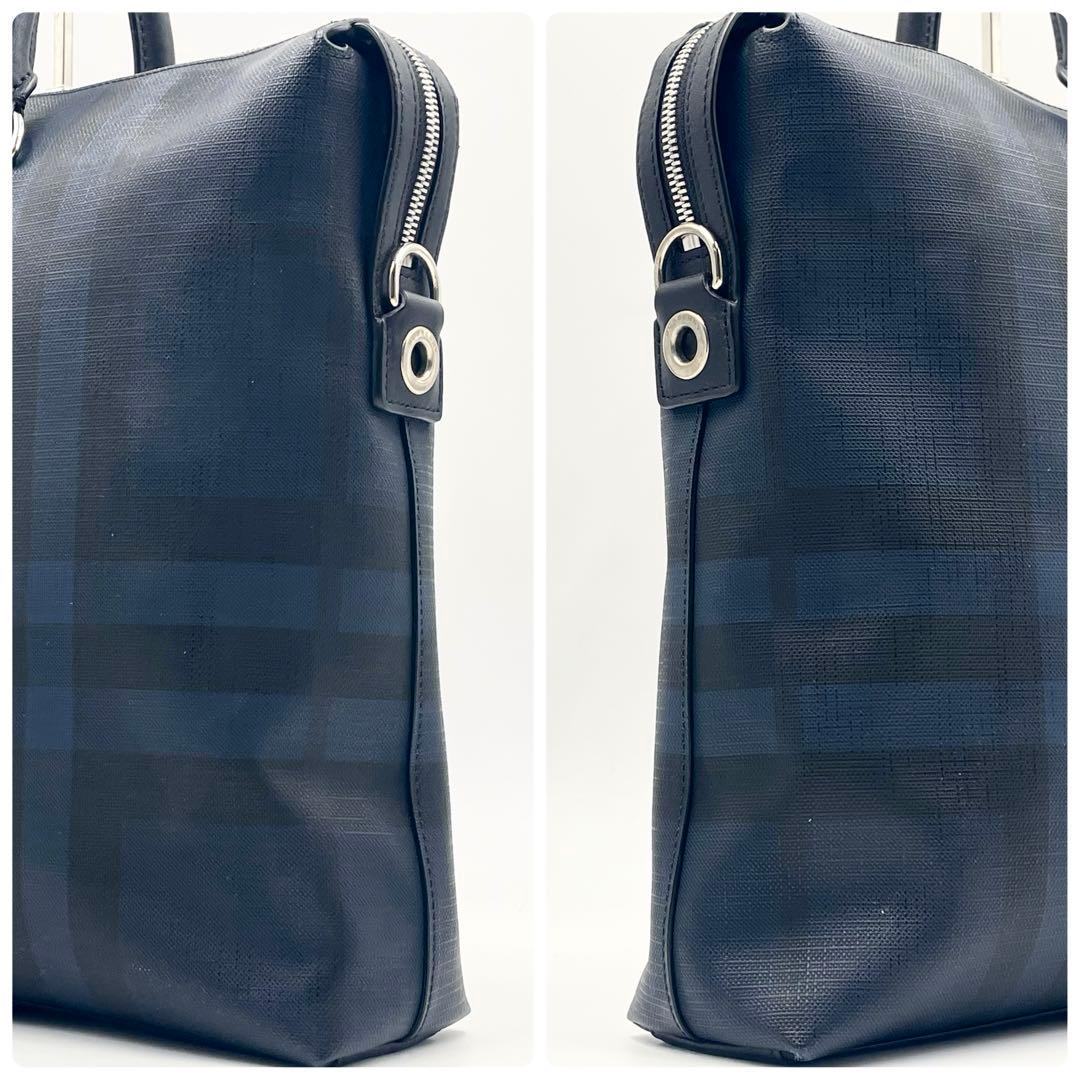 バーバリー ロンドンチェック ビジネスバッグ 2way A4可 ネイビー PVC