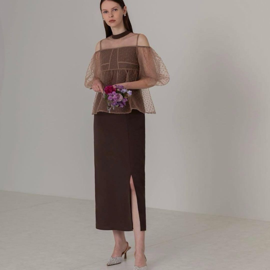 【LEJA】レースドットビスチェセットアップIラインワンピースドレス 結婚式