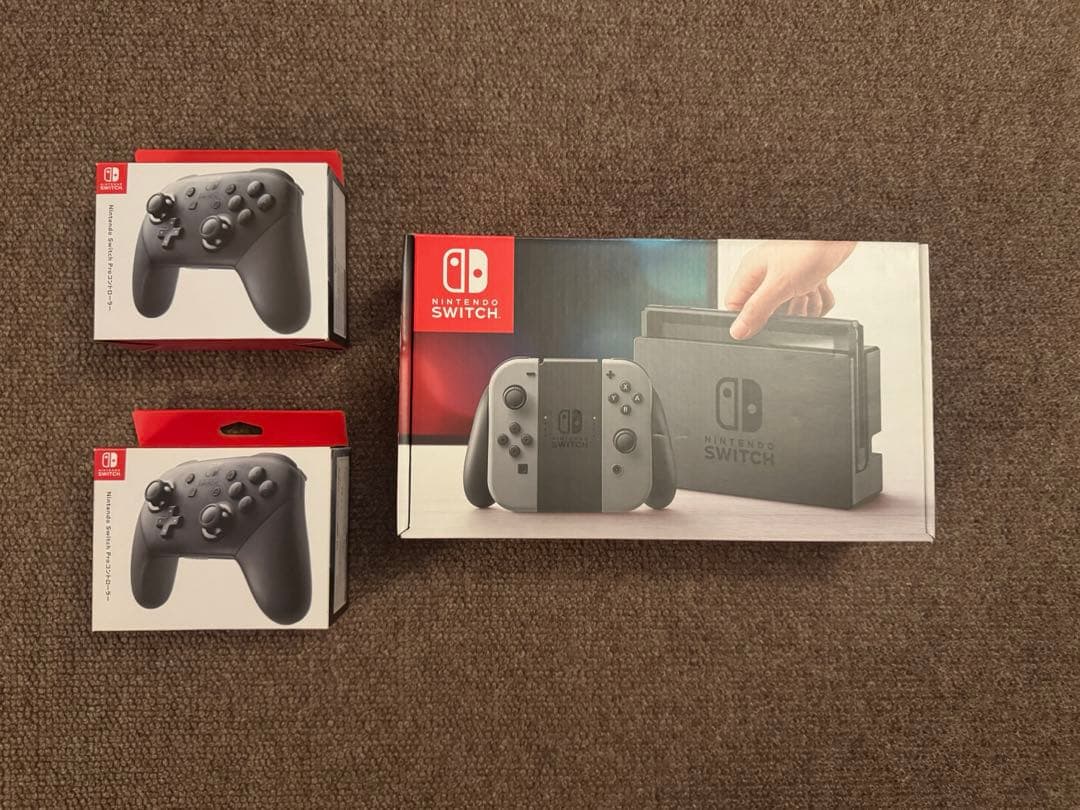 Nintendo Switch グレー 本体＋純正Proコントローラー 2個付き