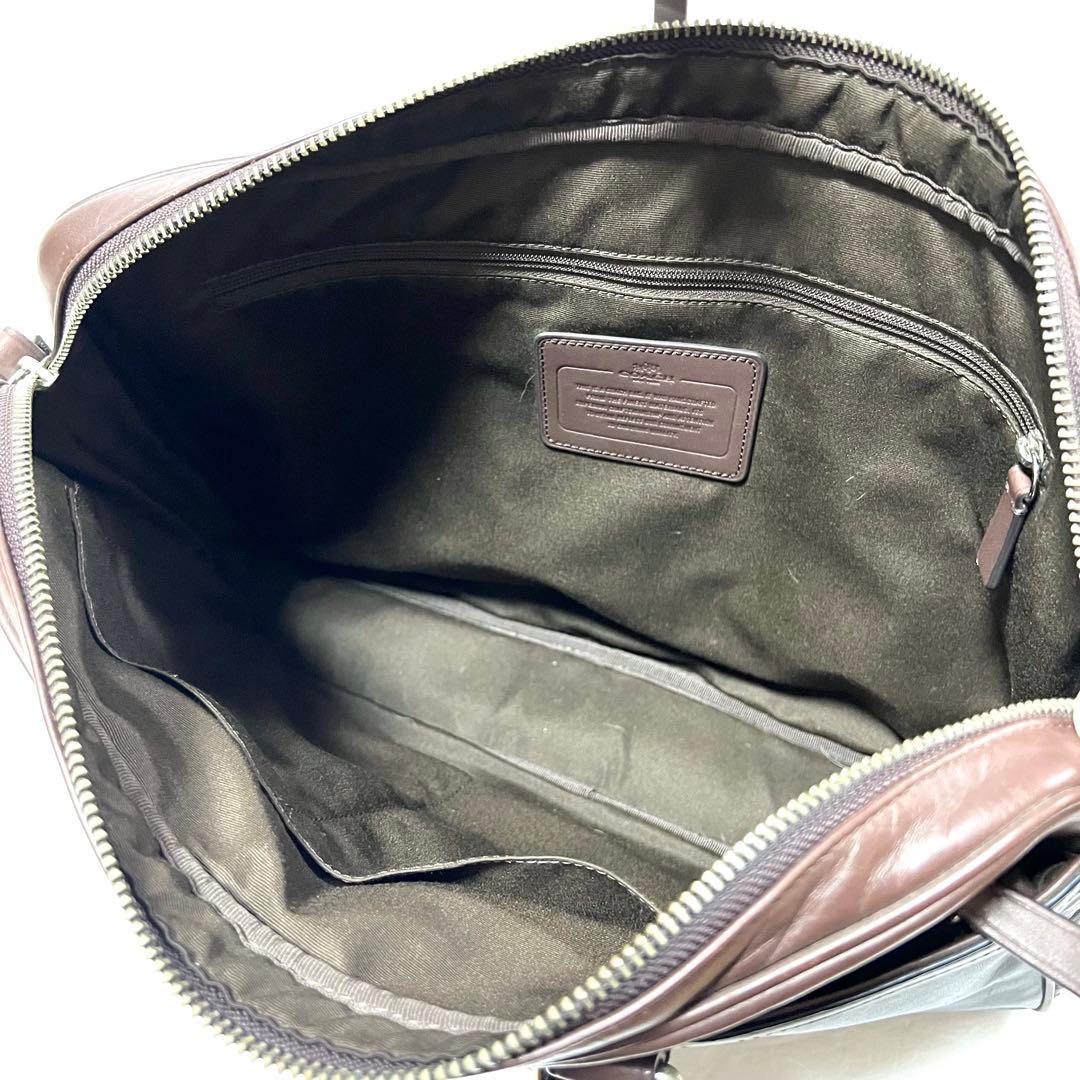 【良品】COACH コーチ ビジネスバッグ ネイビー×ブラウン 71066