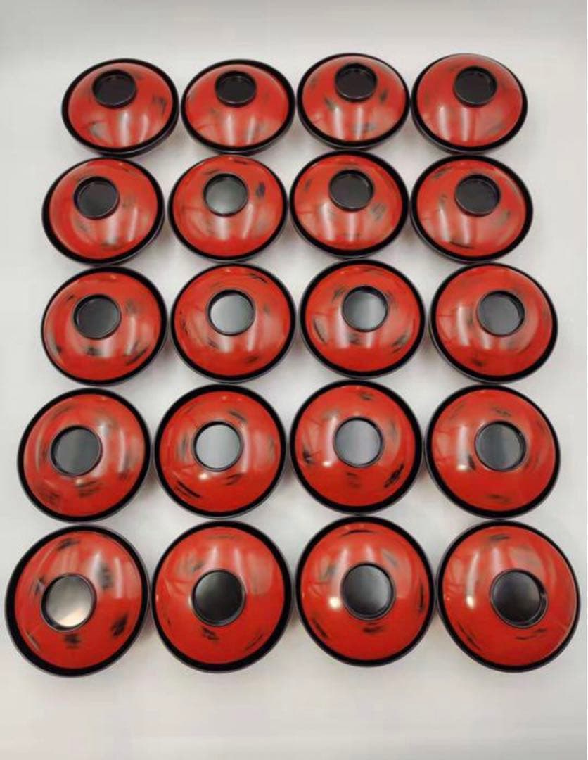 古い根来塗　蓋付汁椀　吸物椀　木製蒔絵椀20客　懐石料理　木箱付　漆芸　古美術