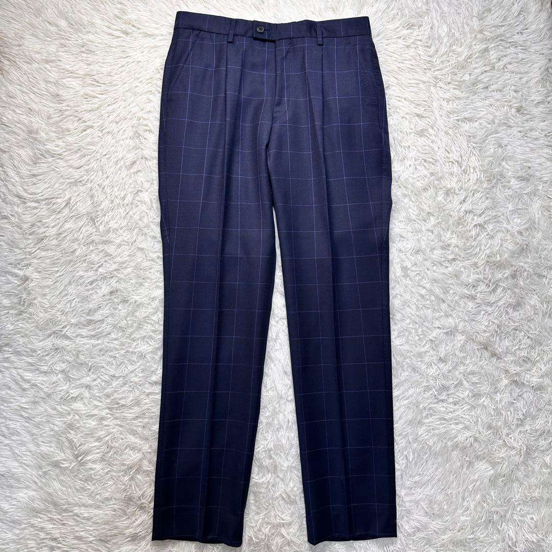 未使用級 現行 ポールスミス ドーメル 格子柄 花柄 総裏 セットアップ L2