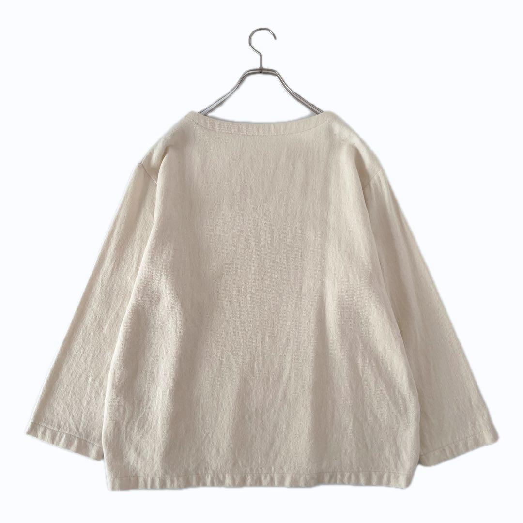 UpcycleLino BASIC ウール混デニム ボートネックプルオーバー