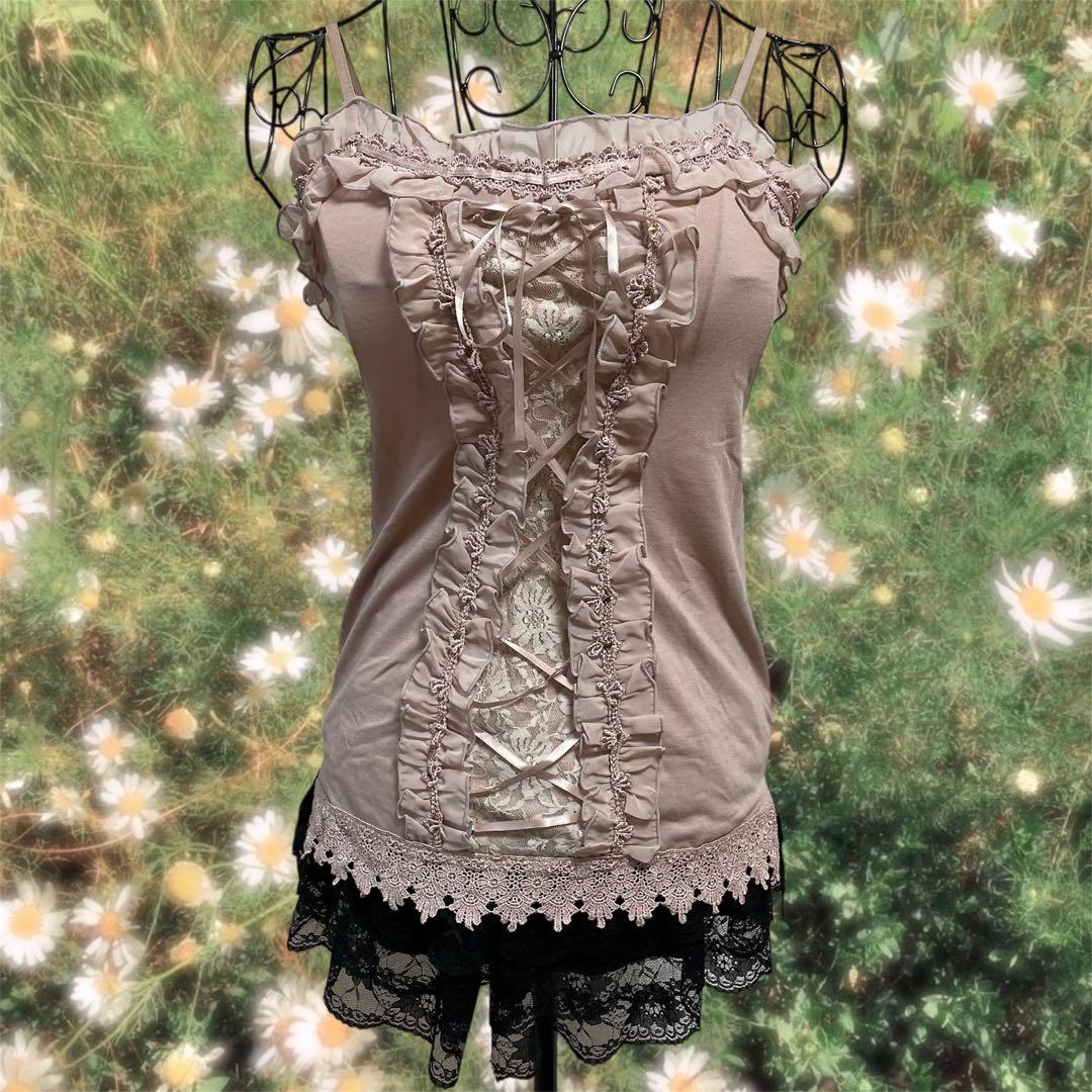 アクシーズファム キャミソール 編み上げ フェアリーグランジ y2k 平成ギャル