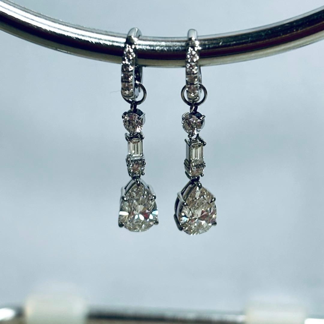 ★PT天然ダイヤモンドピアス、イヤリングチャーム