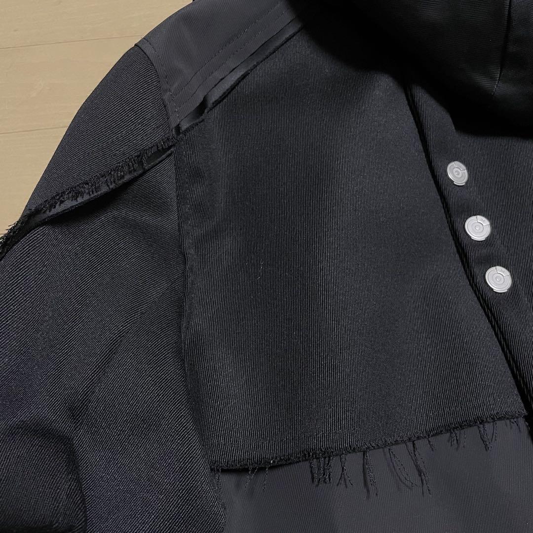 最終価格 希少 超美品■C2H4■異素材 切替 パフ デザインコート 黒
