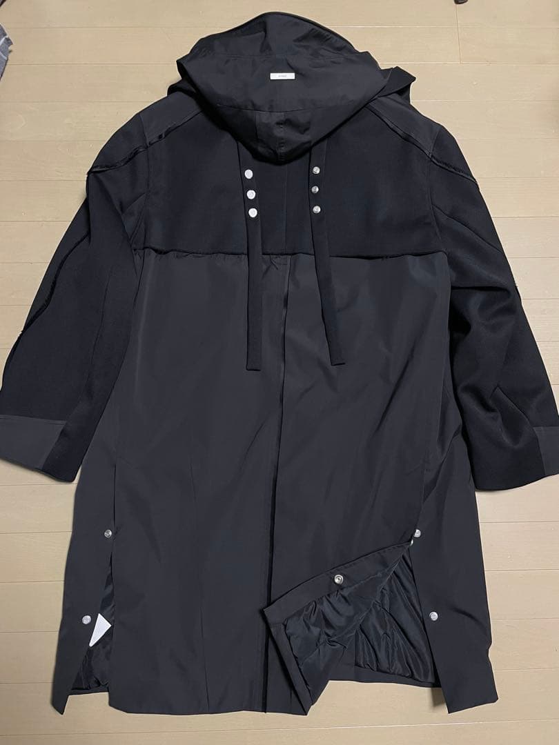 最終価格 希少 超美品■C2H4■異素材 切替 パフ デザインコート 黒