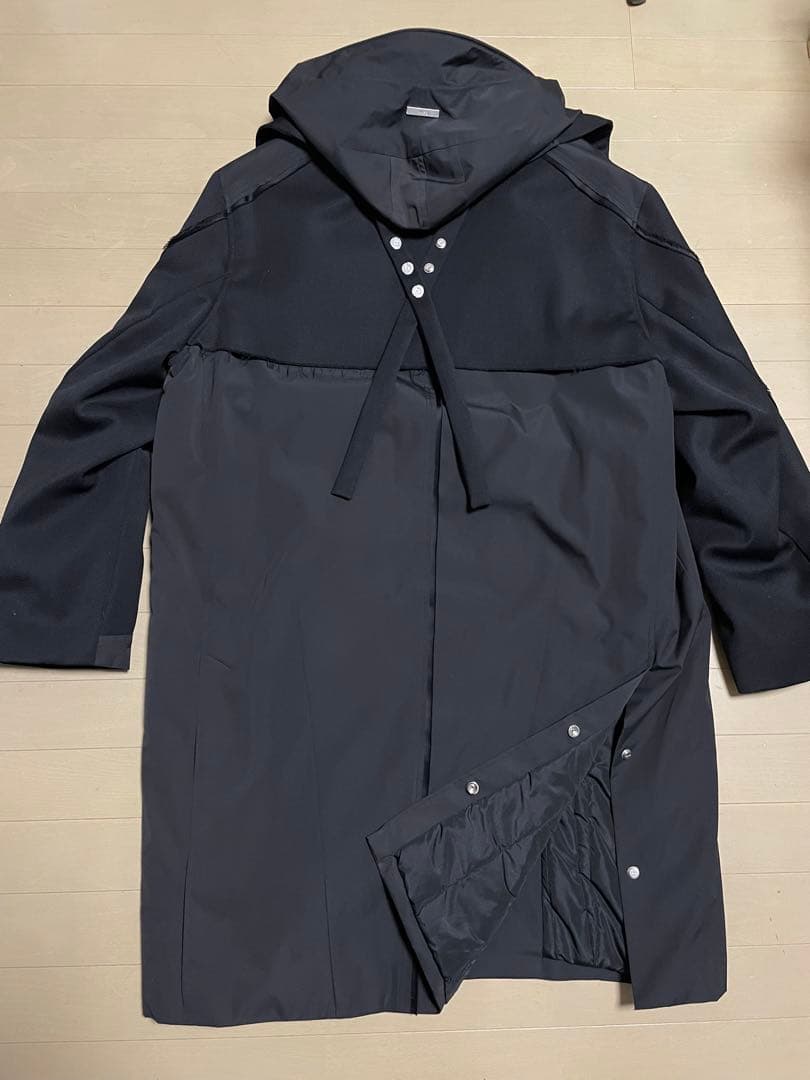 最終価格 希少 超美品■C2H4■異素材 切替 パフ デザインコート 黒