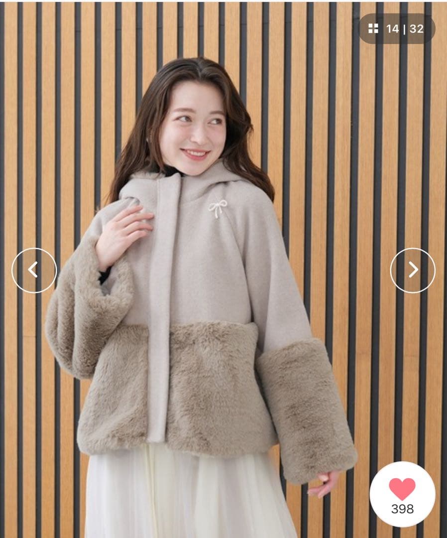 sati【美品】アストリアオディール　ファー切り替えコート