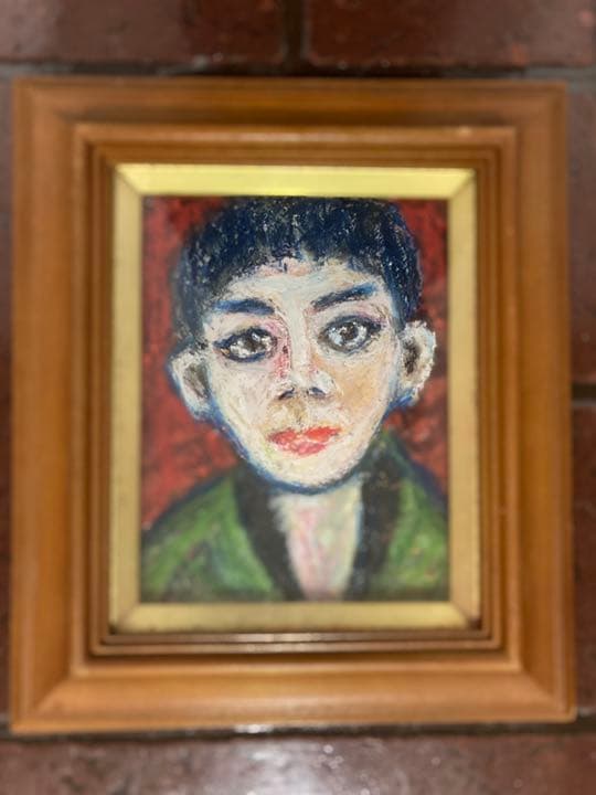 空飛ぶ画家糸川裕志の次男、糸川芳男の肖像画、FO号、油絵、額入り、