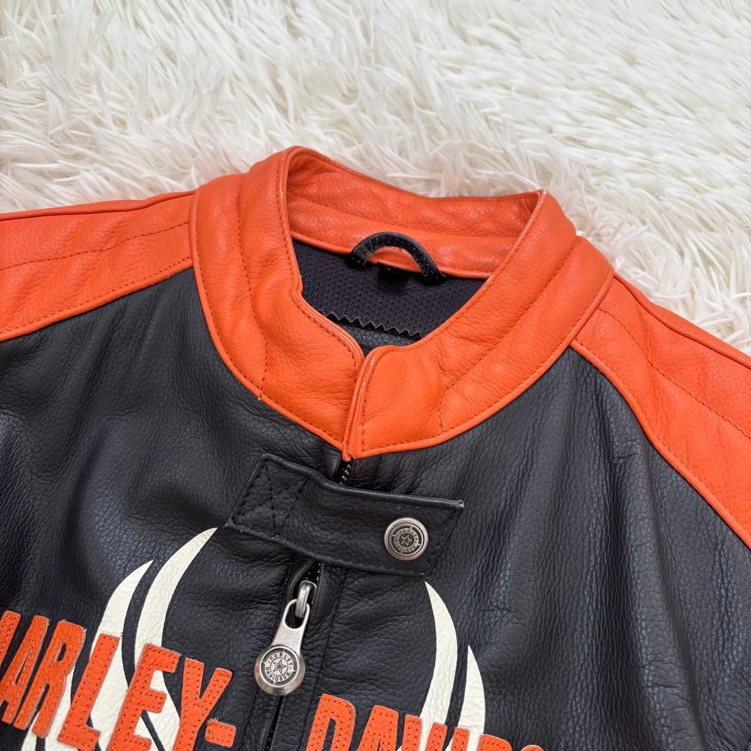 ハーレーダビッドソン シングル ライダースジャケット 革ジャン レディースL