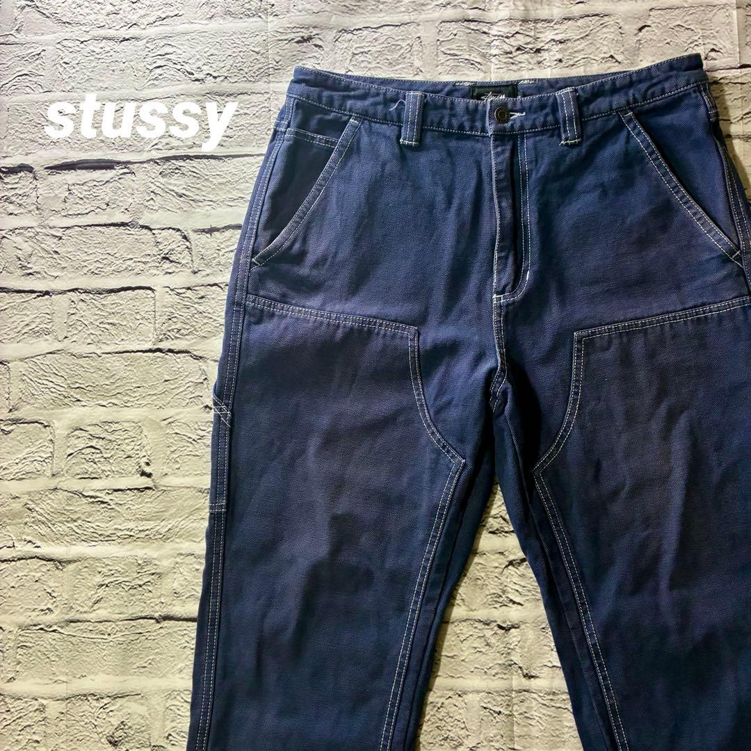 stussy ステューシー ダブルニーワークパンツ 32 ネイビー