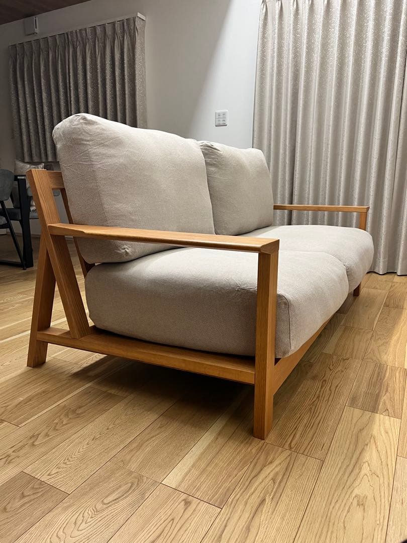 無印良品 ソファ本体木製フレーム フェザーポケットコイル２．５シーター