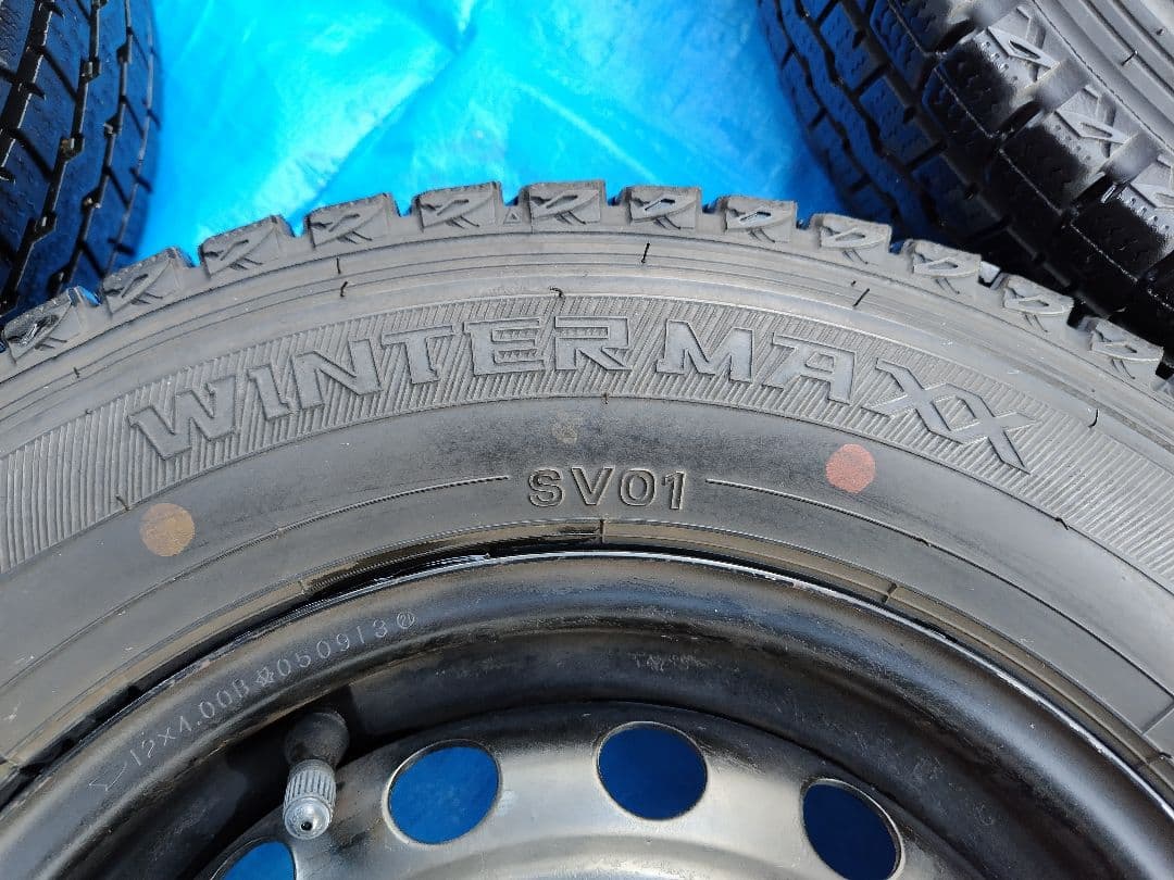 145R12・LT【1/2】軽トラ用スタッドレス・鉄ホイール付、２本分割