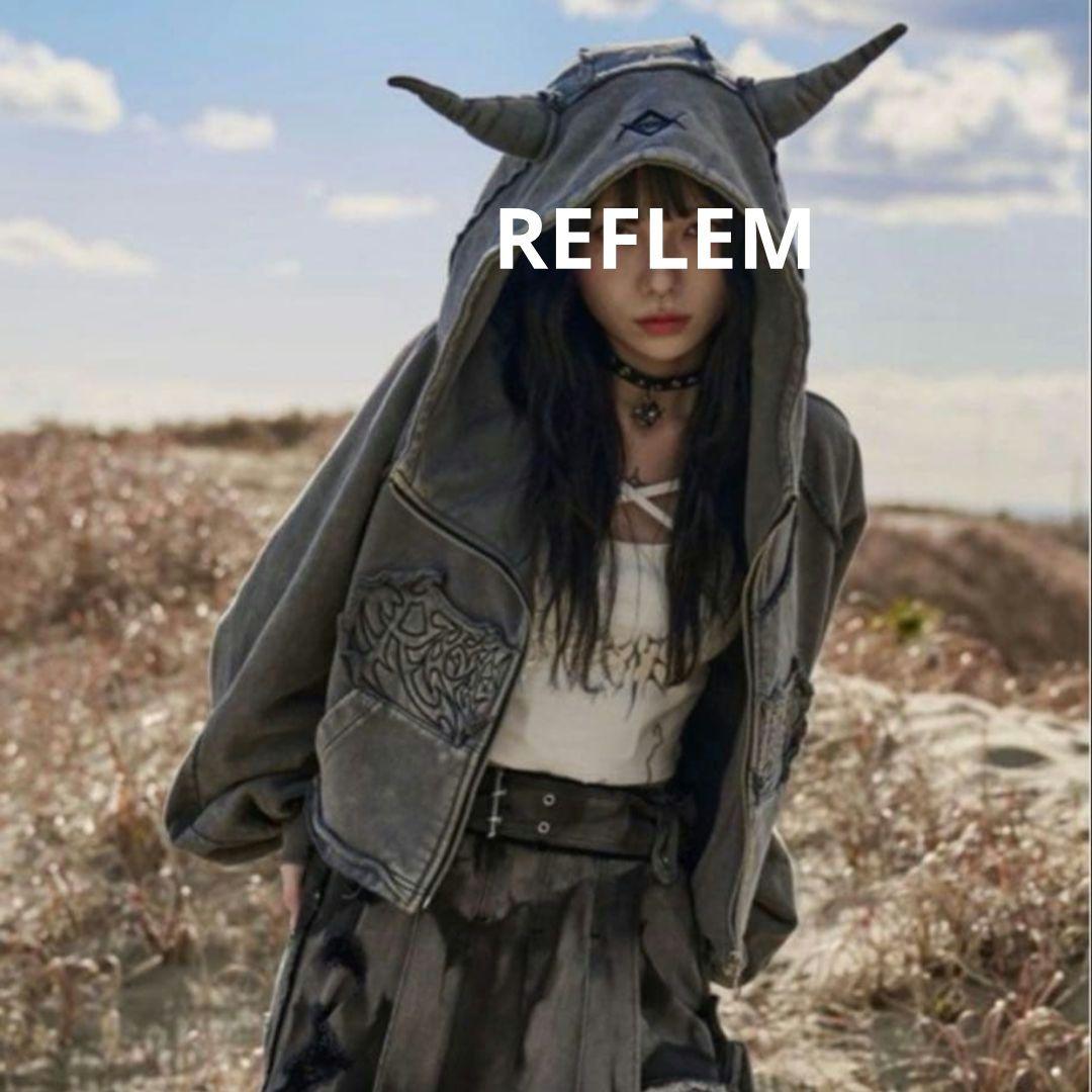 REFLEM レフレム ツノ付きクロップドZIPパーカー ジップアップパーカー