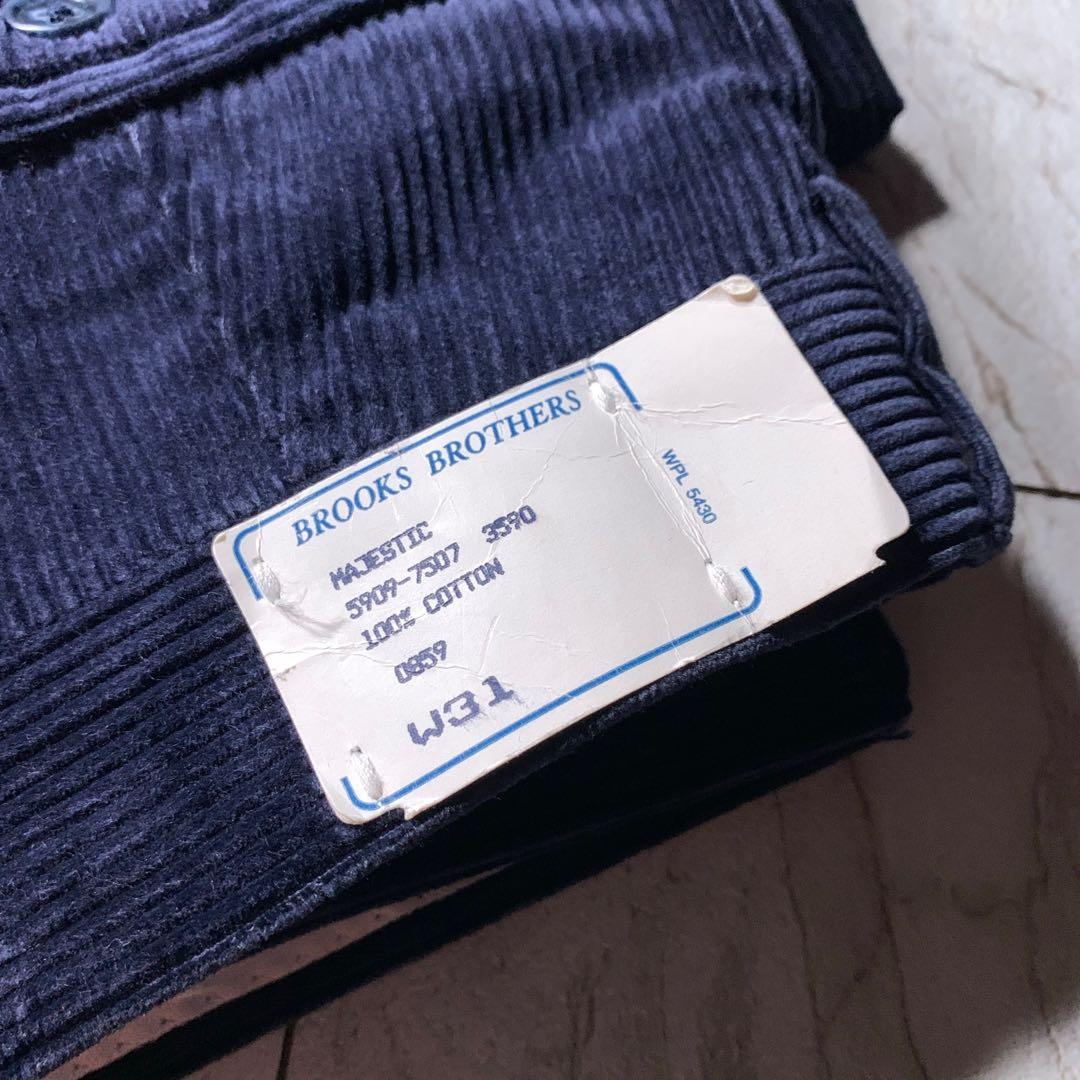 80s ブルックスブラザーズ 2タック 太畝 ワイド コーデュロイパンツ 紺