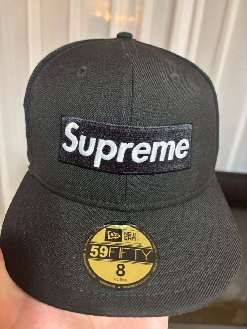 レア【シュプリーム】ニューエラ ボックスロゴ キャップ ブラック サイズ 8