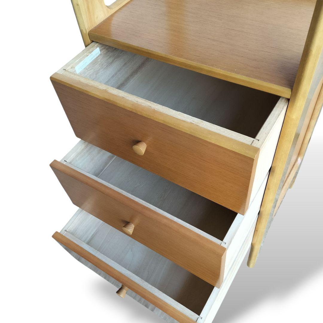 美品 カリモク Karimoku 電話台 FAX台 花台 キャビネット 引き出し