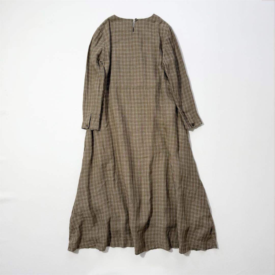 YAECA ヤエカ リネン100% チェックワンピース ロング　日本製　ゆったり