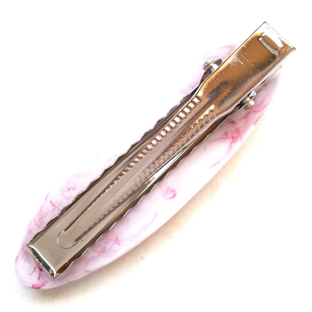 ヘアゴム レジン 横長オーバル型 マトリカリアとキラキラ桜景色 ミントグリーン