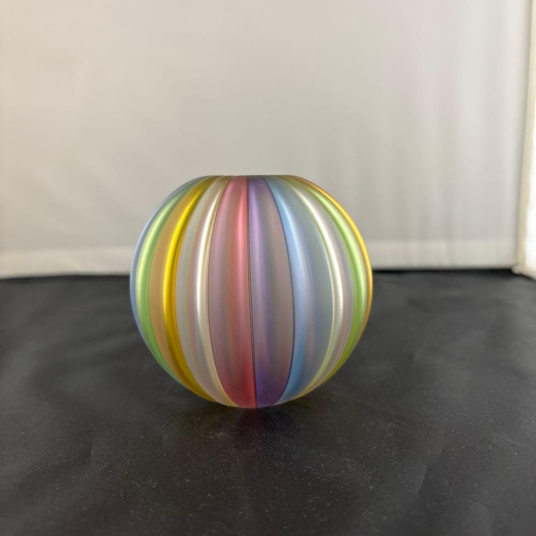 作家物　虹色ガラスの一輪挿し　未使用品