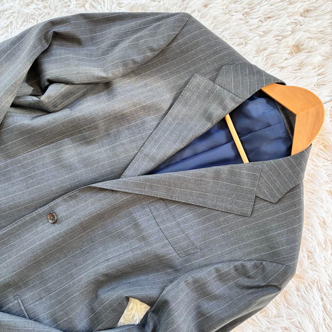 【美品】最高級　ロロピアーナ生地　オーダースーツ　セットアップ　ストライプ