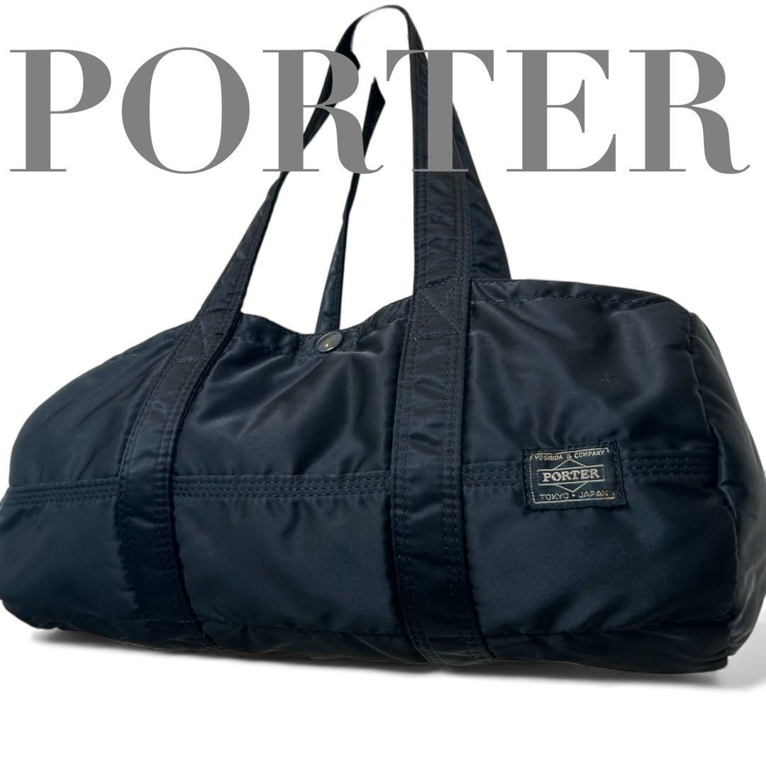 良品 PORTER TANKER ミニボストン ドラムバッグ 黒 L メンズ