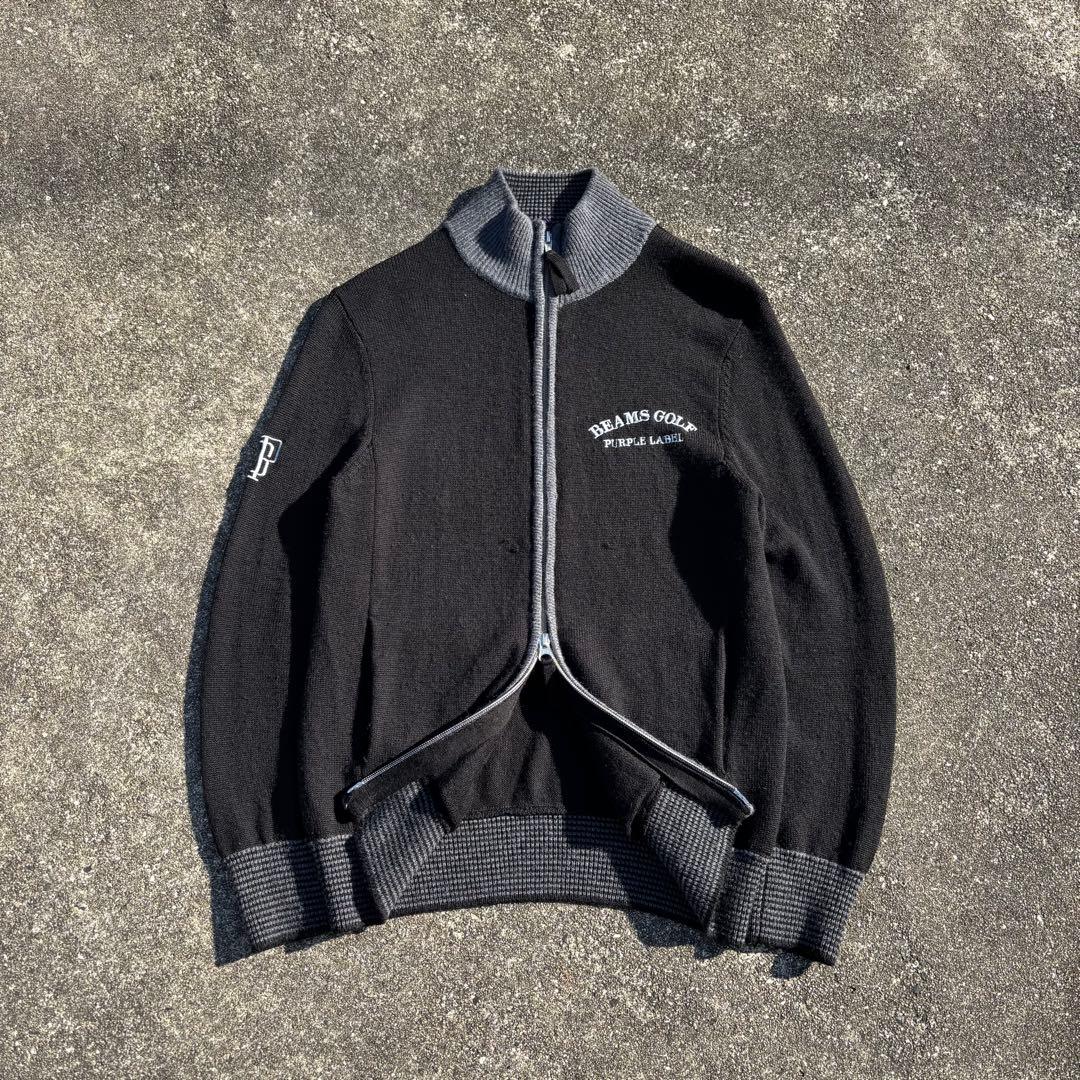 美品 BEAMS GOLF ダブルジップ ドライバーズニット 刺繍ロゴ 高級