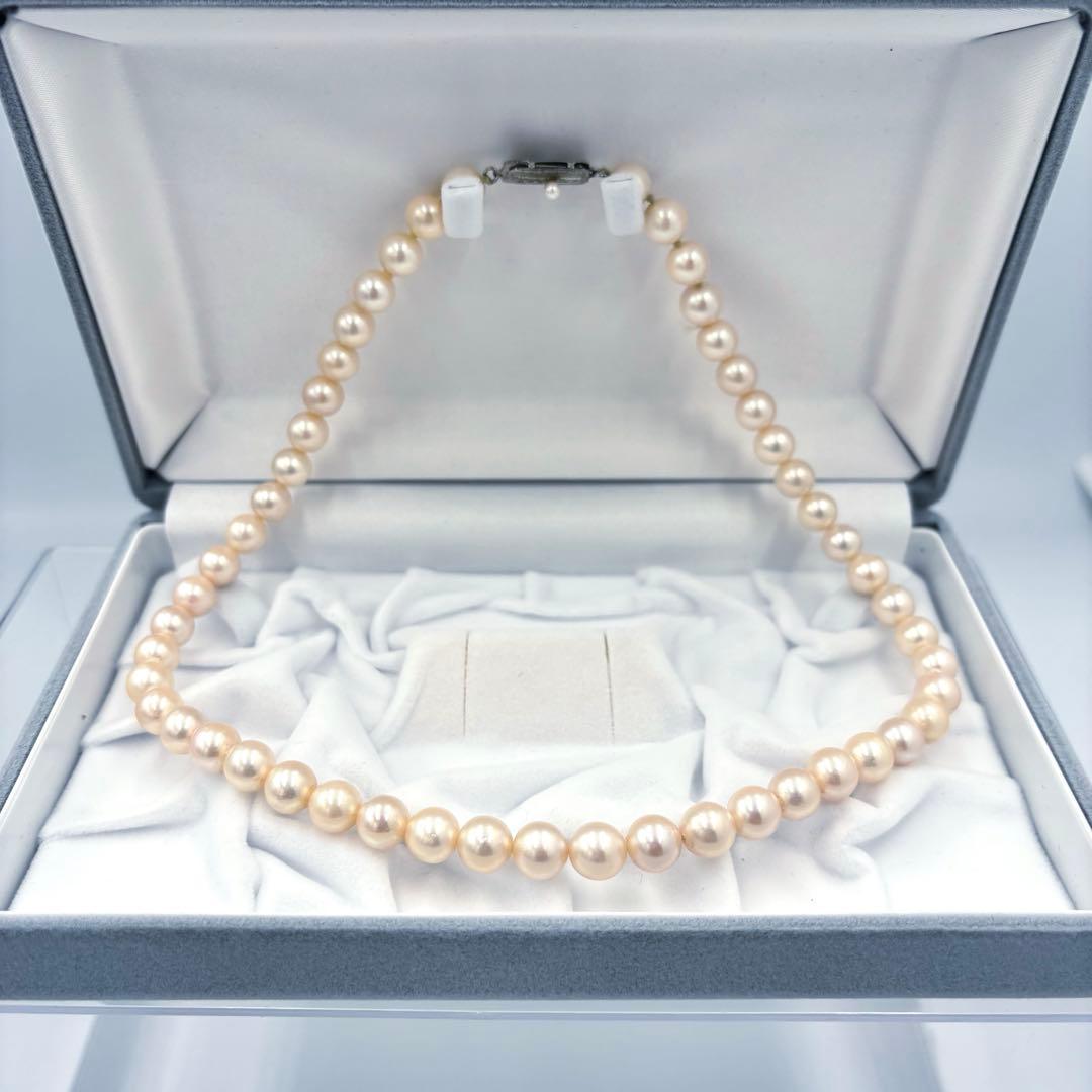 【艶テリ良✨大珠8.5m】あこや本真珠 パールネックレス　干渉色◎ シルバー刻印